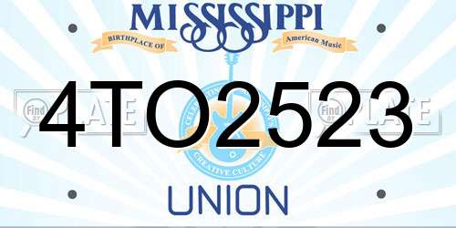 4TO2523 Mississippi License Plate