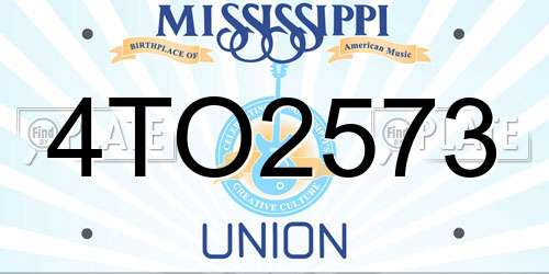 4TO2573 Mississippi License Plate