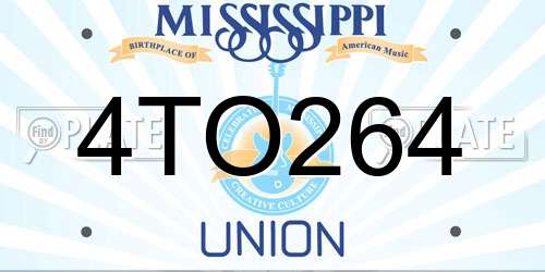 4TO264 Mississippi License Plate