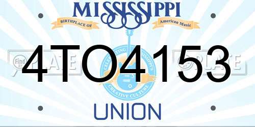 4TO4153 Mississippi License Plate