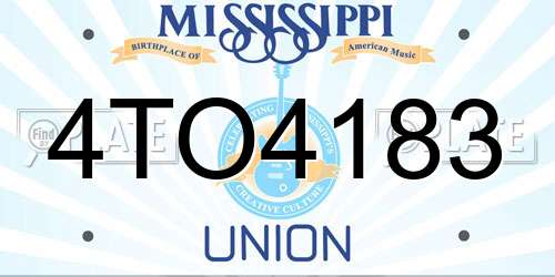 4TO4183 Mississippi License Plate