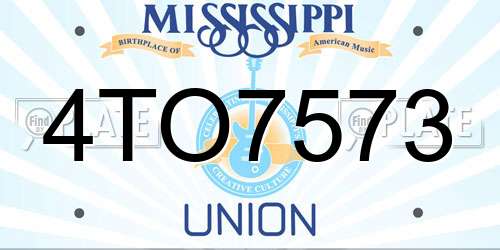 4TO7573 Mississippi License Plate