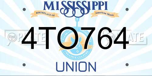 4TO764 Mississippi License Plate