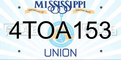 4TOA153 Mississippi License Plate