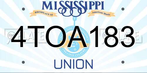 4TOA183 Mississippi License Plate