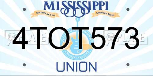 4TOT573 Mississippi License Plate