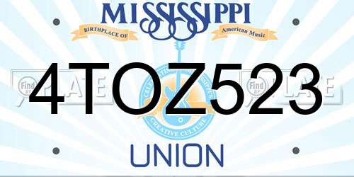 4TOZ523 Mississippi License Plate