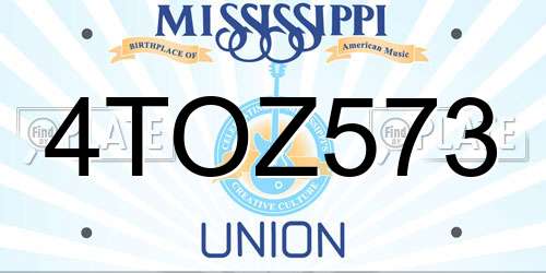 4TOZ573 Mississippi License Plate