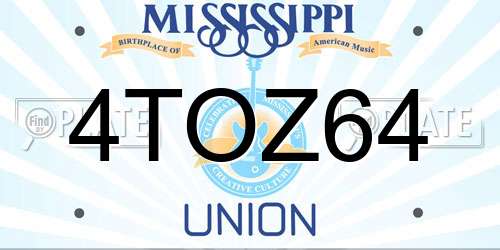4TOZ64 Mississippi License Plate