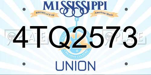 4TQ2573 Mississippi License Plate