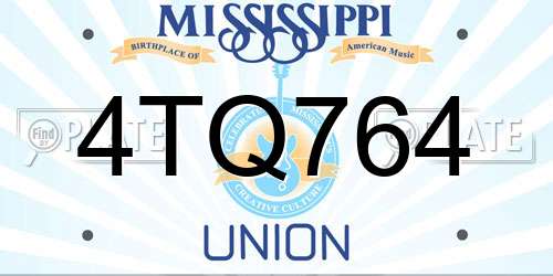 4TQ764 Mississippi License Plate