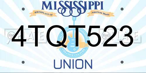 4TQT523 Mississippi License Plate