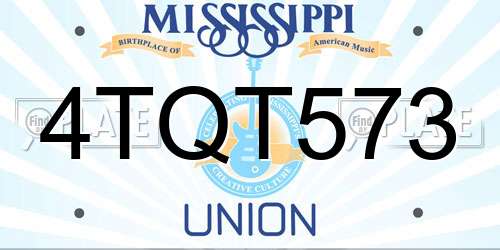 4TQT573 Mississippi License Plate