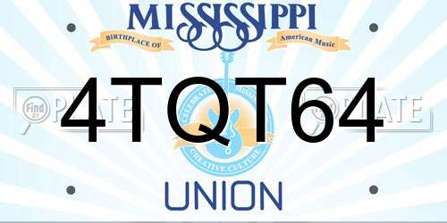 4TQT64 Mississippi License Plate