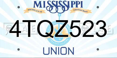 4TQZ523 Mississippi License Plate