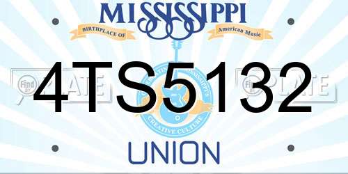 4TS5132 Mississippi License Plate