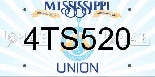 4TS520 Mississippi License Plate