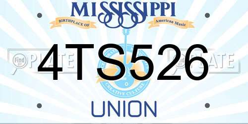 4TS526 Mississippi License Plate