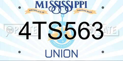 4TS563 Mississippi License Plate
