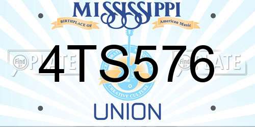 4TS576 Mississippi License Plate