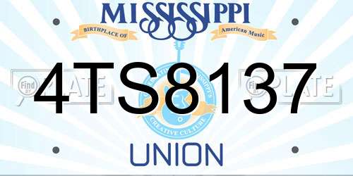 4TS8137 Mississippi License Plate
