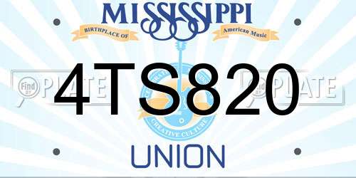 4TS820 Mississippi License Plate