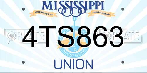 4TS863 Mississippi License Plate