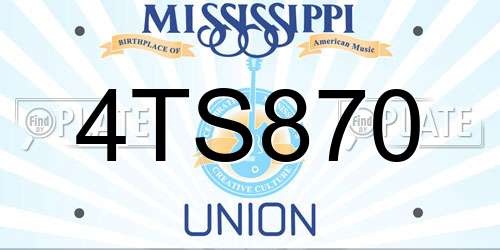 4TS870 Mississippi License Plate
