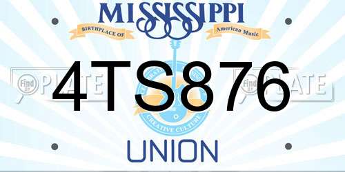 4TS876 Mississippi License Plate