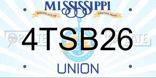 4TSB26 Mississippi License Plate