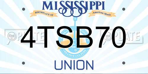 4TSB70 Mississippi License Plate