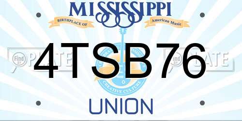 4TSB76 Mississippi License Plate