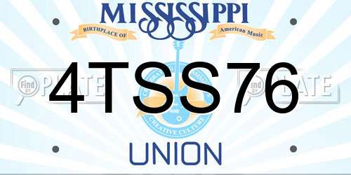 4TSS76 Mississippi License Plate