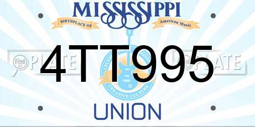4TT995 Mississippi License Plate