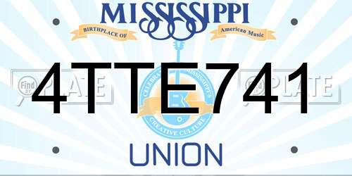 4TTE741 Mississippi License Plate