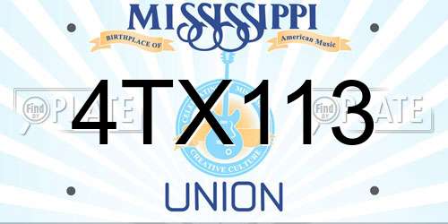 4TX113 Mississippi License Plate