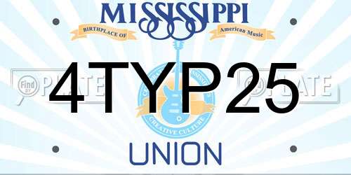 4TYP25 Mississippi License Plate
