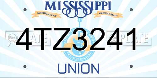 4TZ3241 Mississippi License Plate