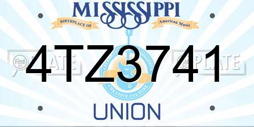 4TZ3741 Mississippi License Plate
