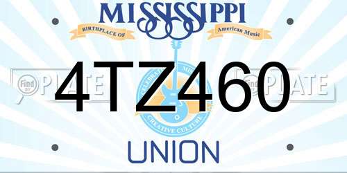 4TZ460 Mississippi License Plate
