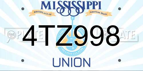 4TZ998 Mississippi License Plate