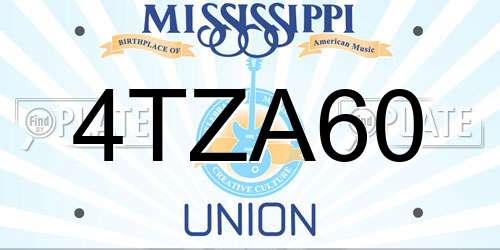 4TZA60 Mississippi License Plate