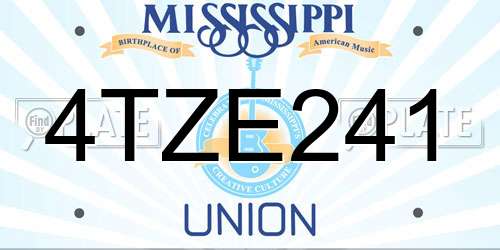 4TZE241 Mississippi License Plate