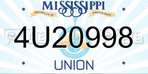 4U20998 Mississippi License Plate