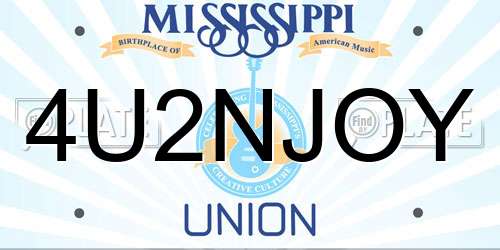 4U2NJOY Mississippi License Plate