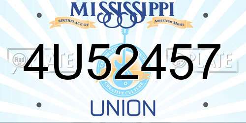 4U52457 Mississippi License Plate