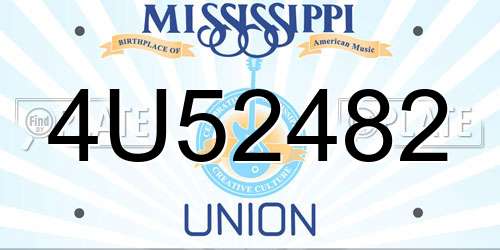 4U52482 Mississippi License Plate