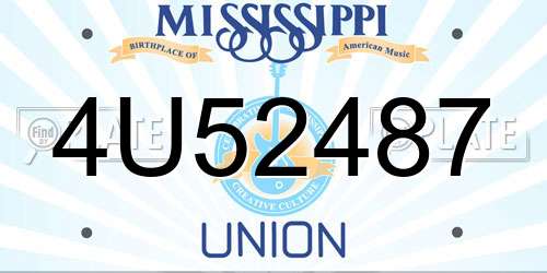 4U52487 Mississippi License Plate