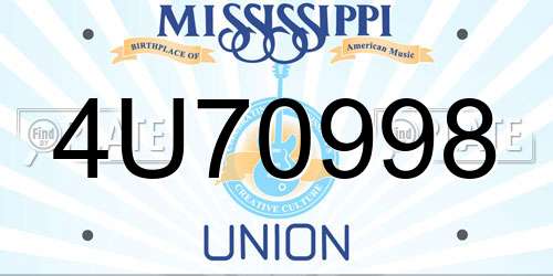 4U70998 Mississippi License Plate