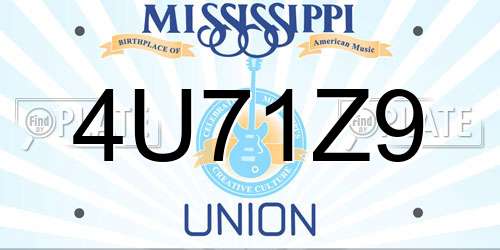4U71Z9 Mississippi License Plate